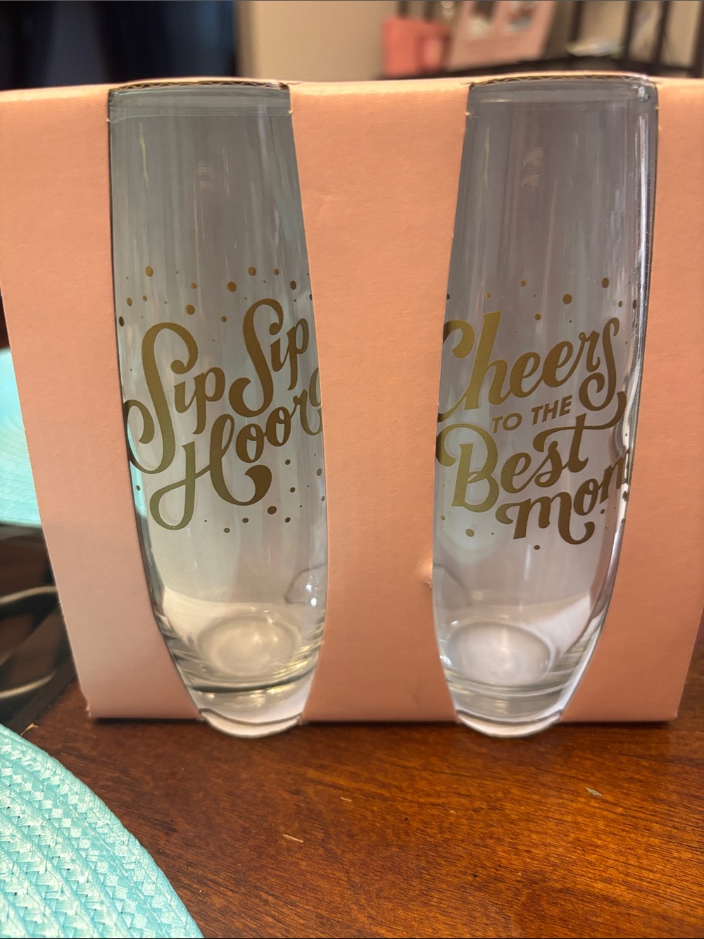 Gold Lettered Champagne Flute Set - Best Mom
